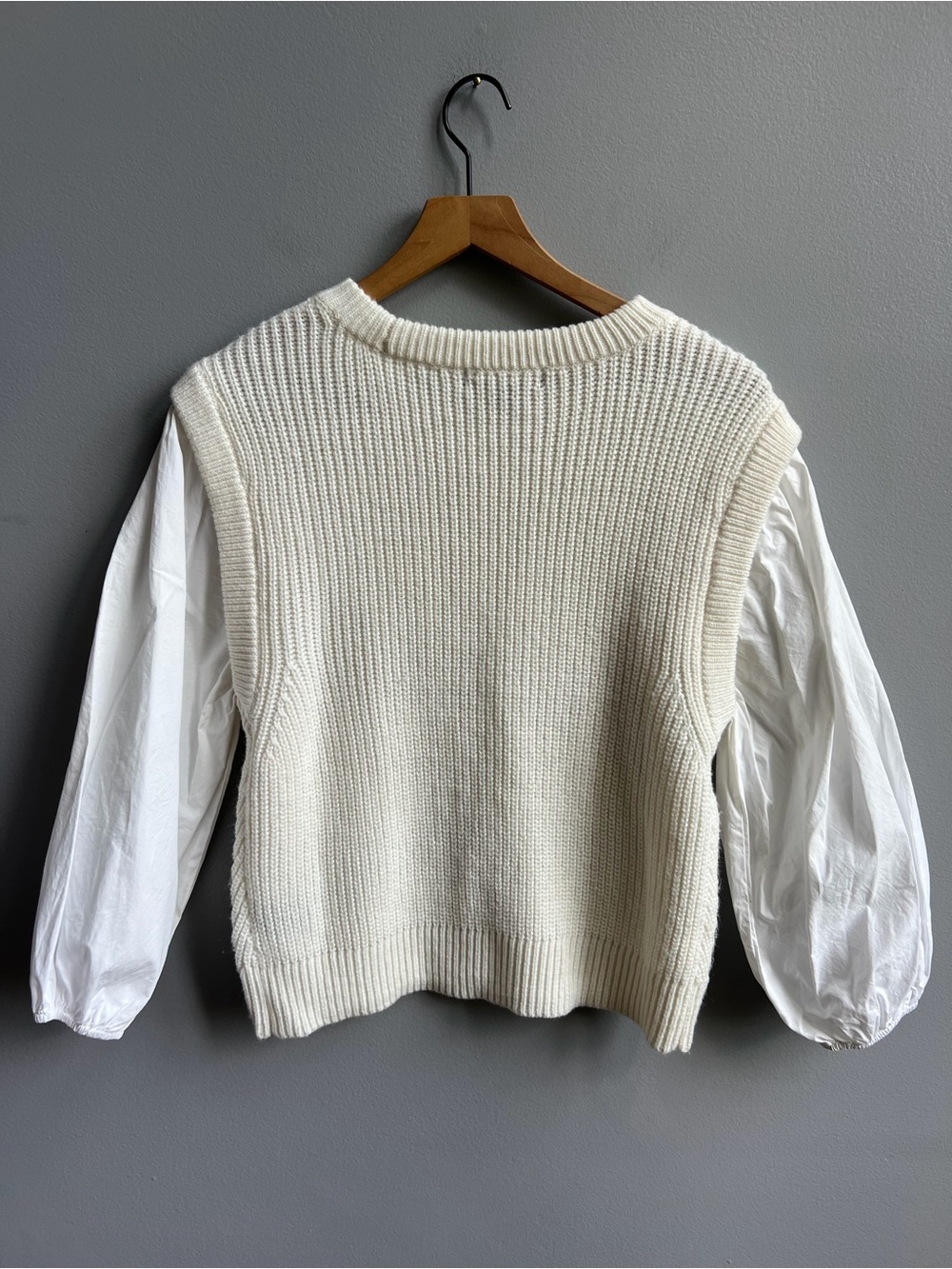 SANCTUARY Two Become One Sweater Cream White Pullover Sweater Vest Shirt Small - Picture 6 of 10